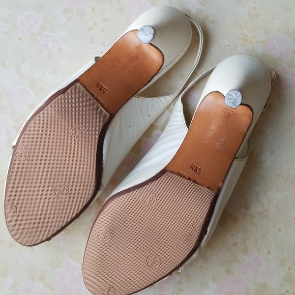 White Leather Jarolini Slingbacks - Picture 5 of 5